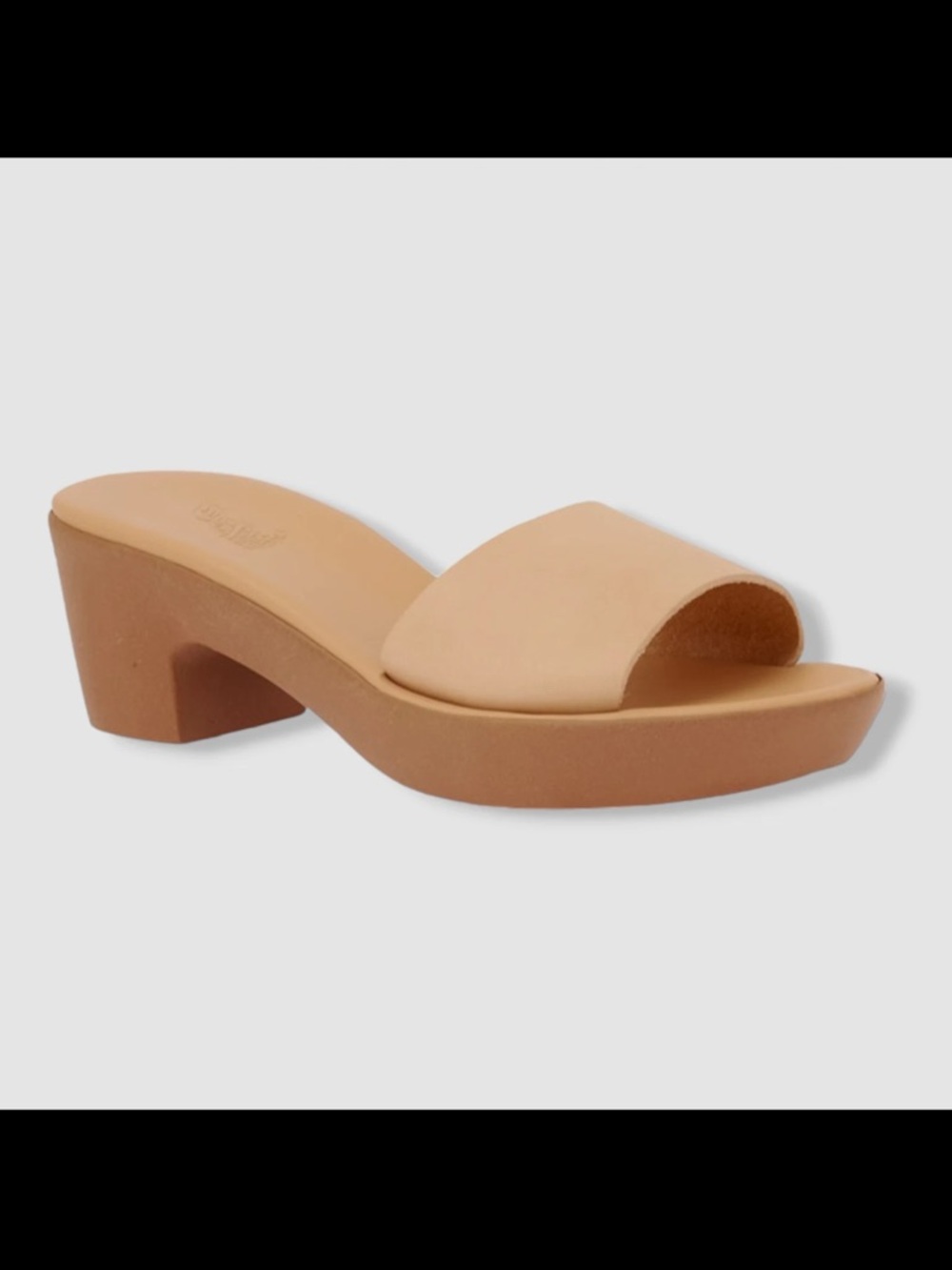 $281 Ancient Greek Sandals Nude Tan Slide Mule with Low Block Heel